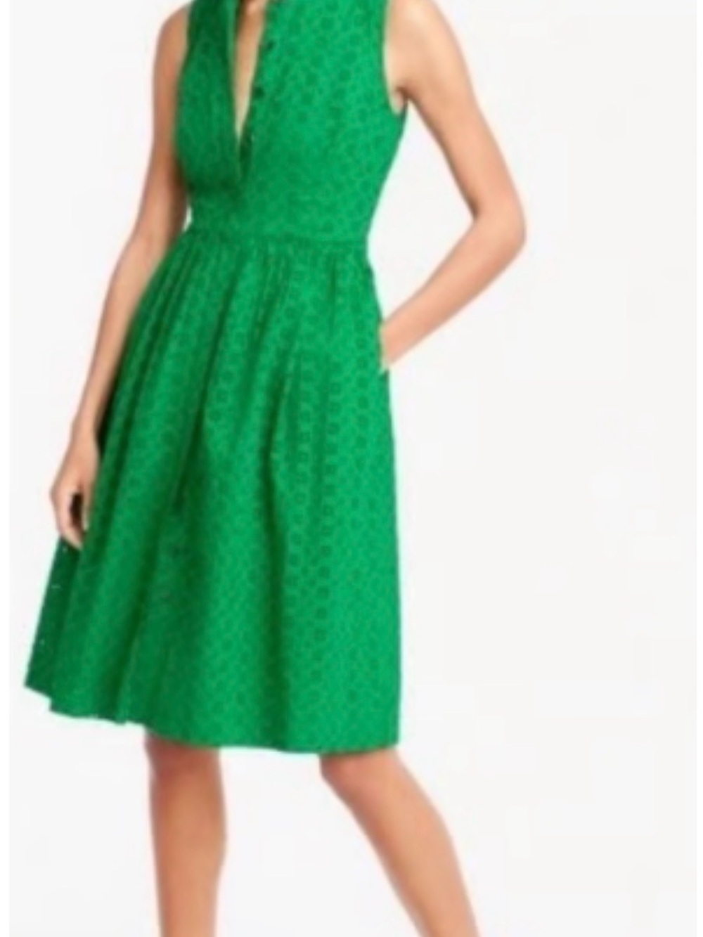 J. Crew Bright Green Sleeveless eyelet Midi Dress
